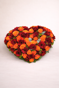 Cœur funéraire rouge & orange