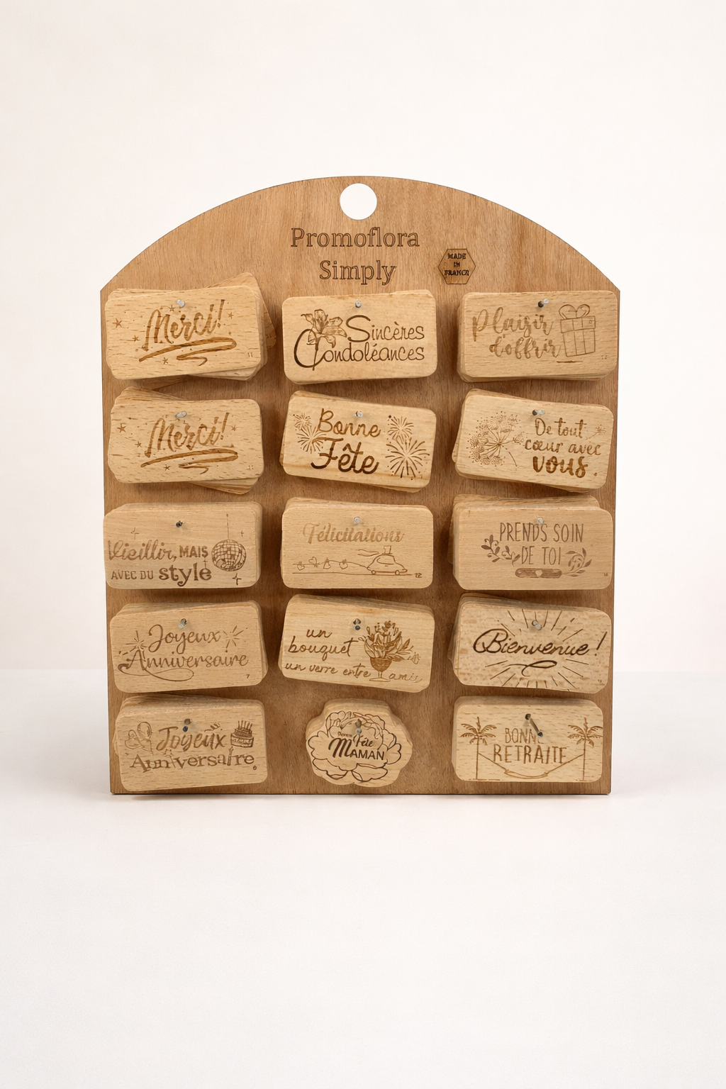 cartes messages en bois
