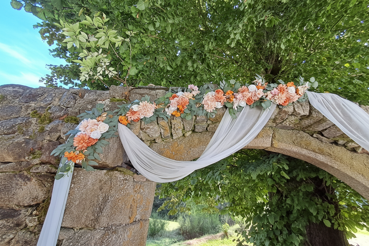 Arche florale redressée et lumineuse