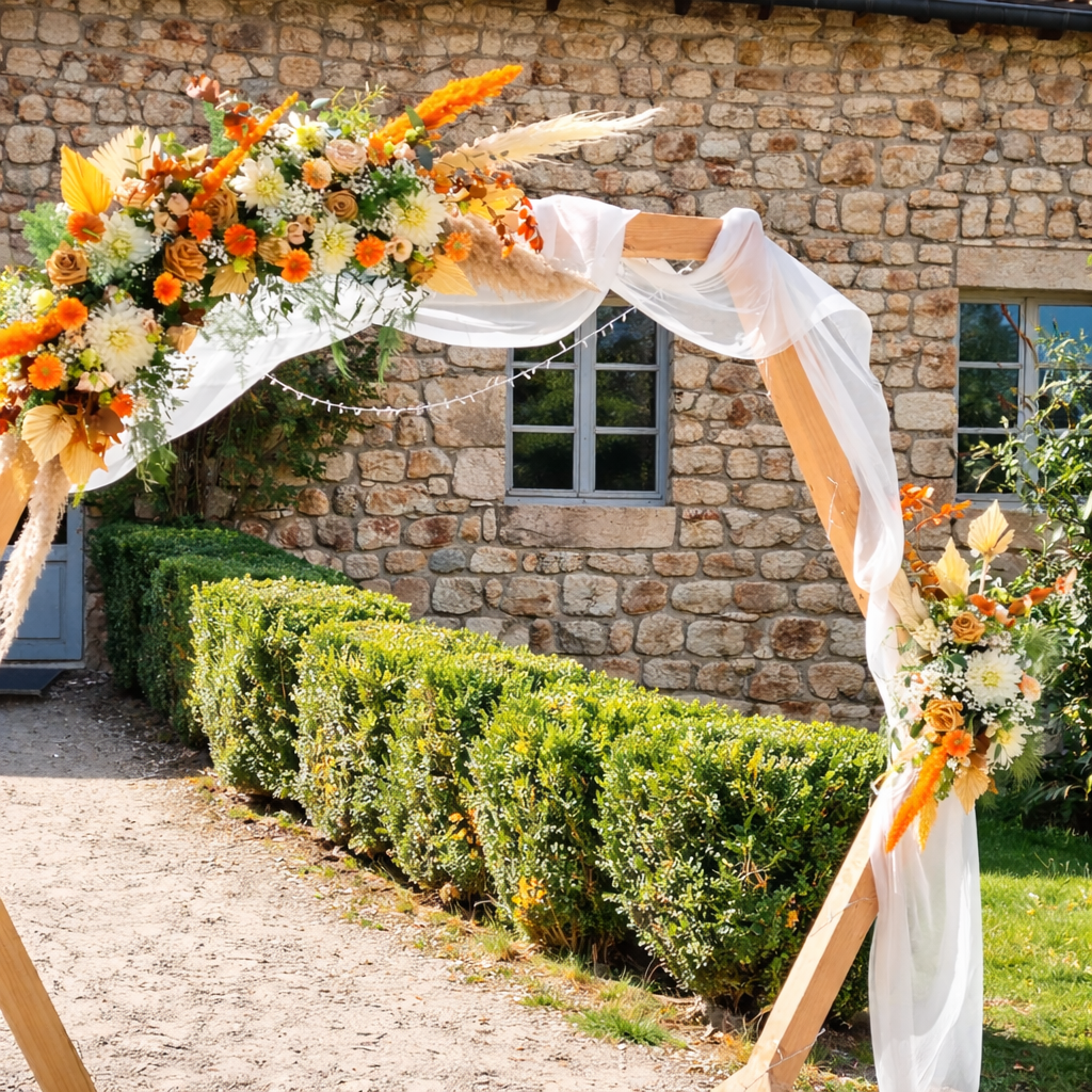 Décoration florale orange/beige