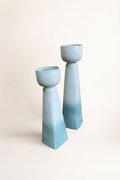 Duo bougeoirs céramique dégradé avec fond beige