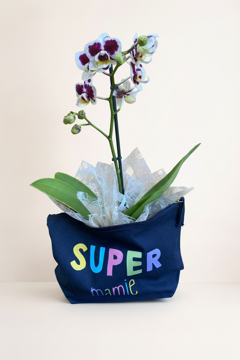 Orchidée SUPER mamie avec fond beige