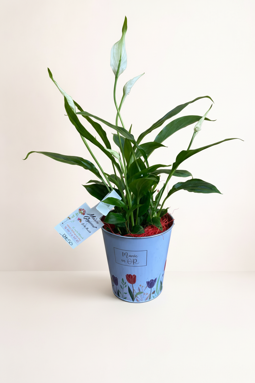 Spathiphyllum avec fond beige