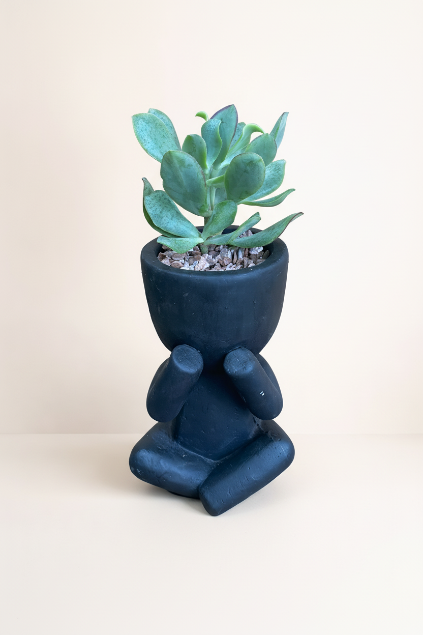 Succulente pot Bouddha avec fond beige