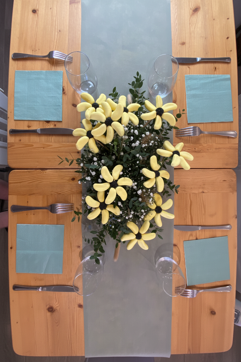 Table enfants - marguerites bien réparties
