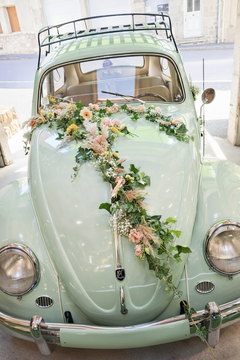 VW Beetle fleurie - sans plaque